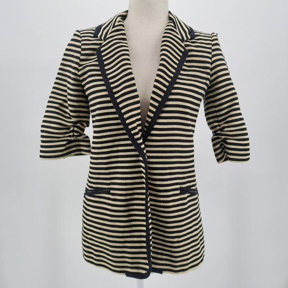VENUS Jackets & Blazers - Venus Black & Tan Striped Blazer Jacket Small